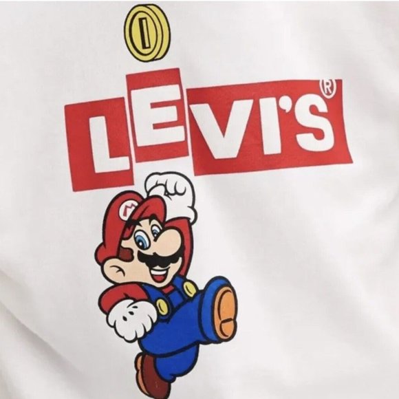 Levi's x Nintendo Super Mario Bros Graphic Sweatshirt Hoodie White Small… - Picture 10 of 15